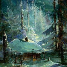 Хижина в зимнем лесу. Алексей Саврасов