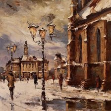 Схема вышивки «Zima u gradu»