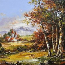 Схема вышивки «Crkva u jesen»