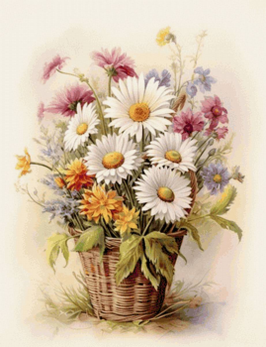 Корзина с цветами - цветы, корзина - предпросмотр