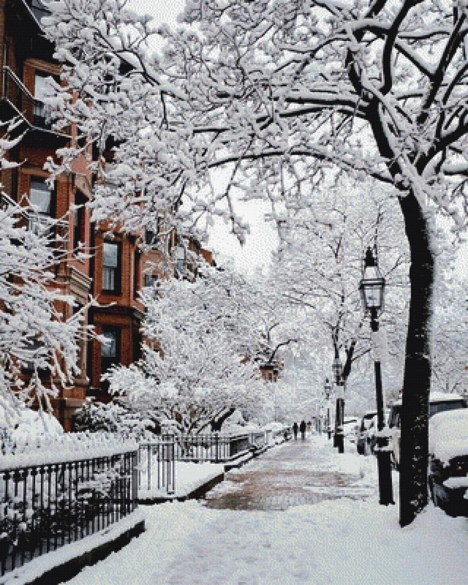 Зима в городе - снег, зима, пейзаж - предпросмотр