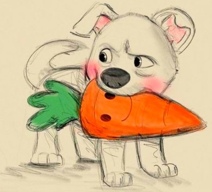 Щенок и морковка - оригинал