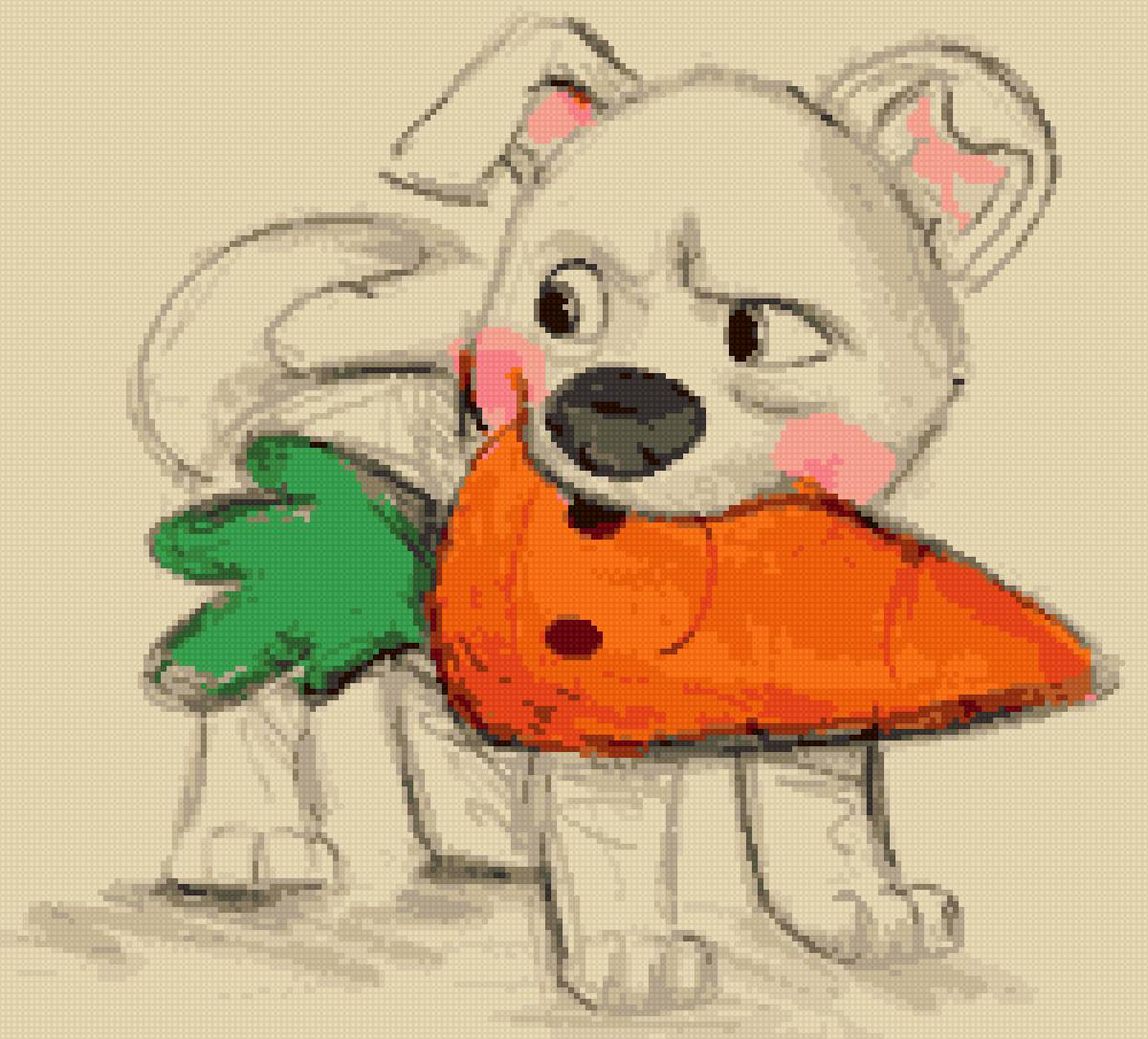 Щенок и морковка - предпросмотр