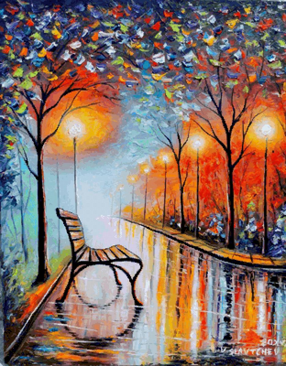 Вечерняя аллея. Дождь. - дождь, городской пейзаж, пейзаж - предпросмотр