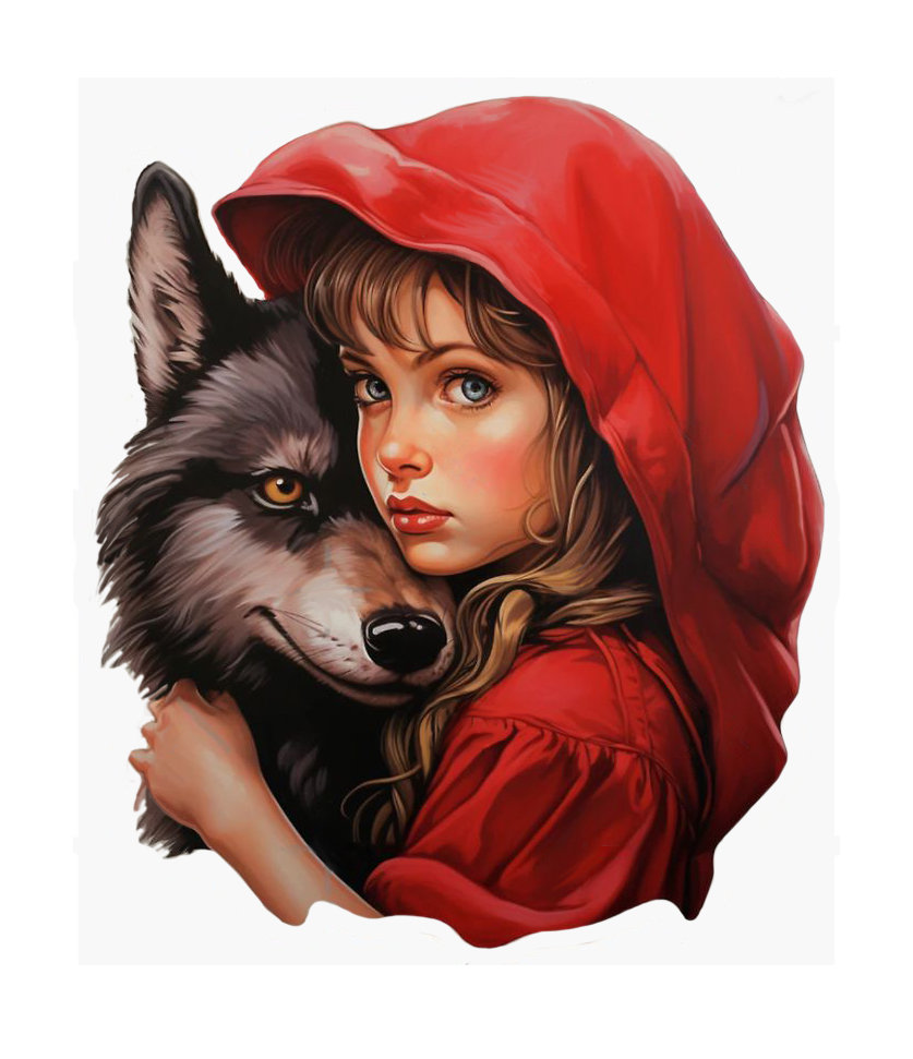 Красная шапочка и серый волк - сказка, волк, девочка, животные - оригинал