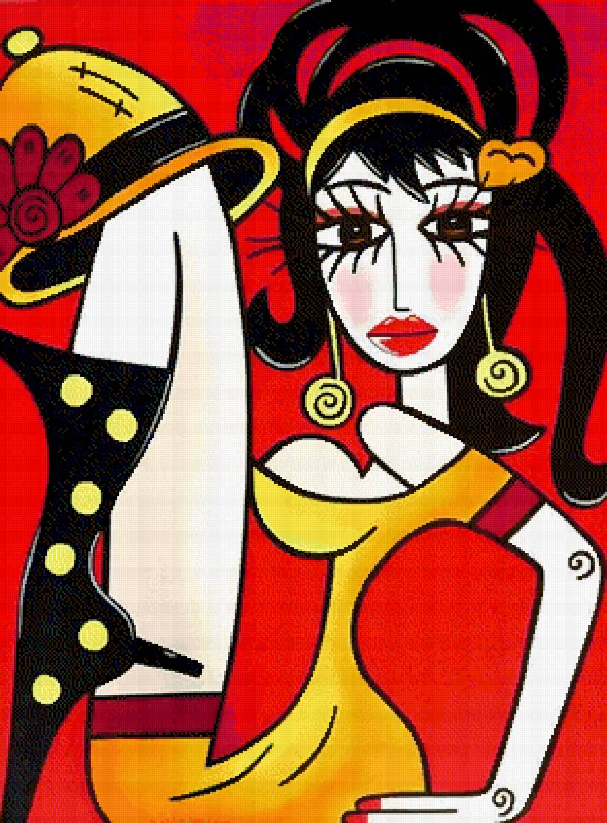 Женщина с шляпкой - асбтракция, женщина, арт - предпросмотр