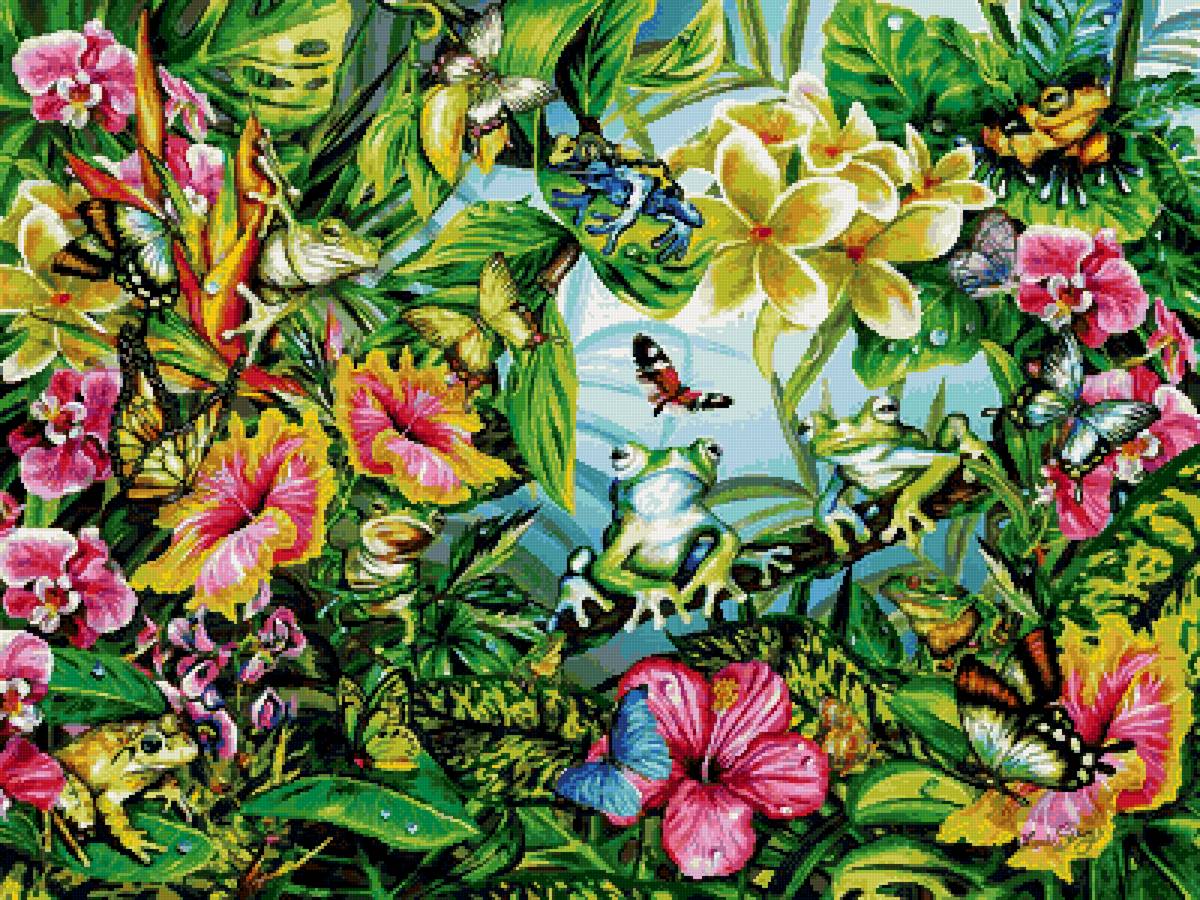 №2728569 - лягушки, бабочки, цветы - предпросмотр