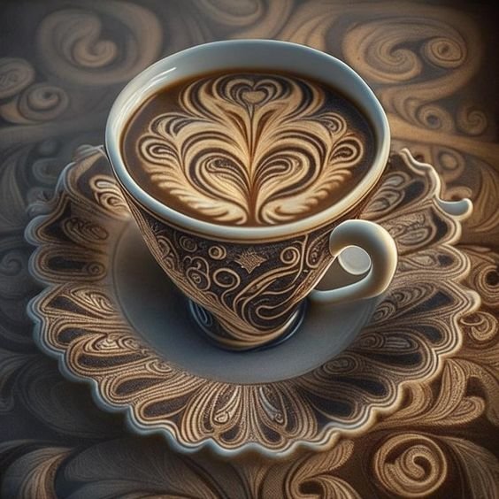 Кофейные узоры - чашка, кофе - оригинал