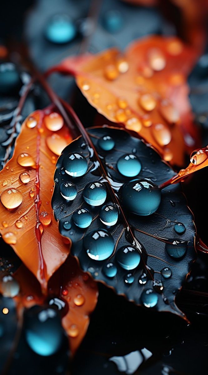 Осенние листья - оранжевый, осень, листья, голубой, осенние листья - оригинал