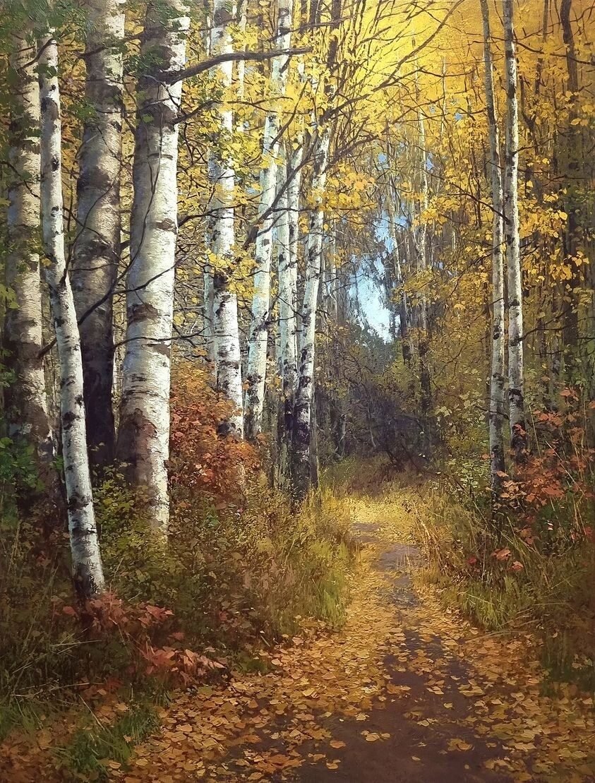 Тропинка в осень - осень, лес, березы, тропинка - оригинал