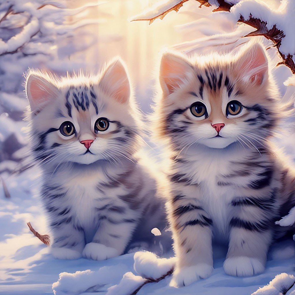 "Снежные барсы" - животные, кот, котенок - оригинал