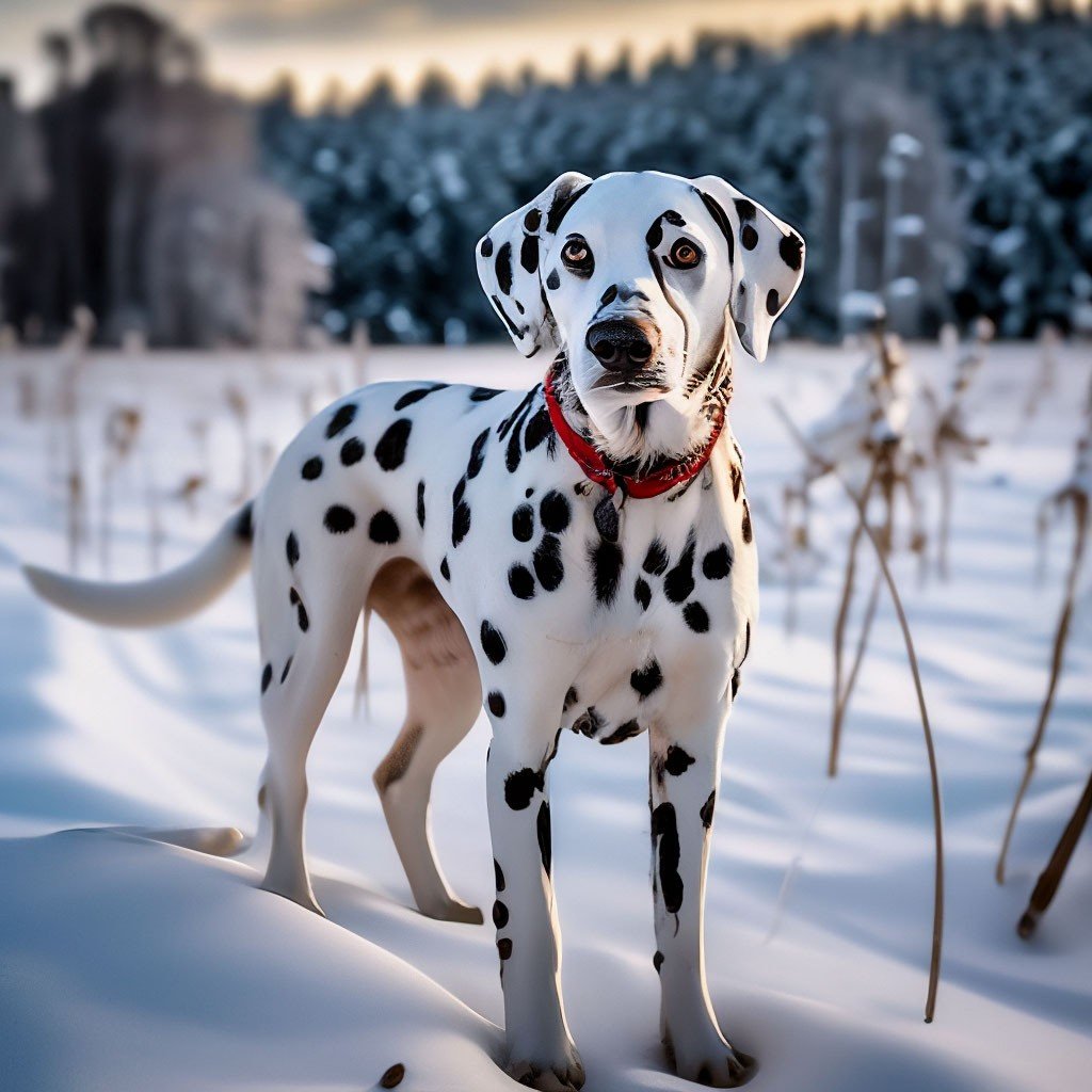 Далматин - собака, зима, животные, собаки, далматинец,  - оригинал
