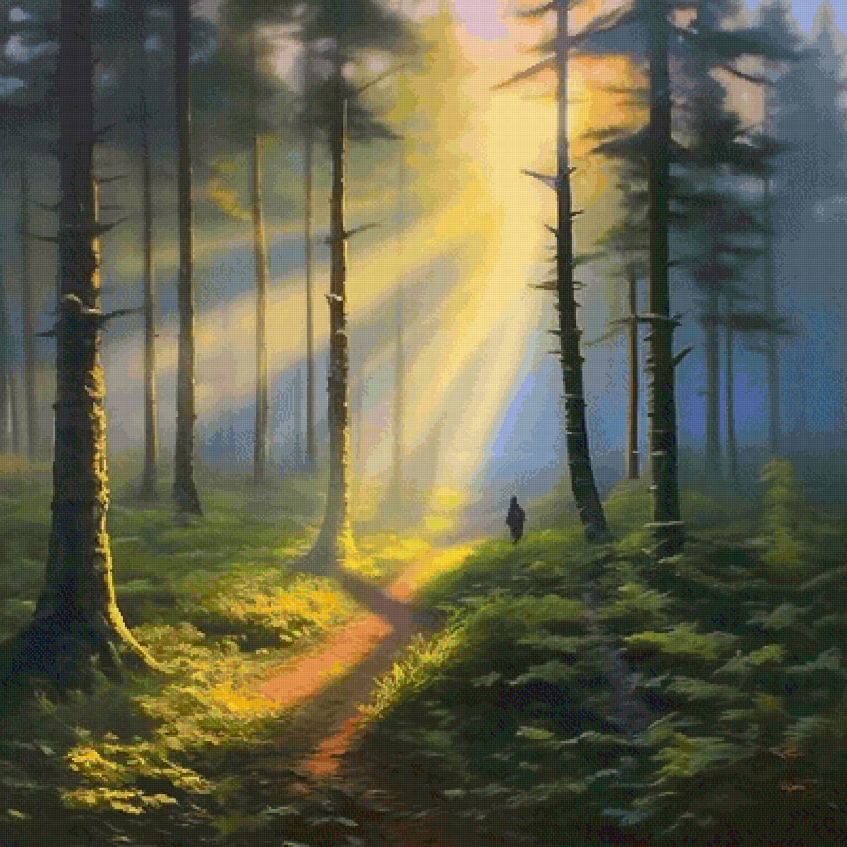 Утро в лесу - пейзаж, лес, природа - предпросмотр