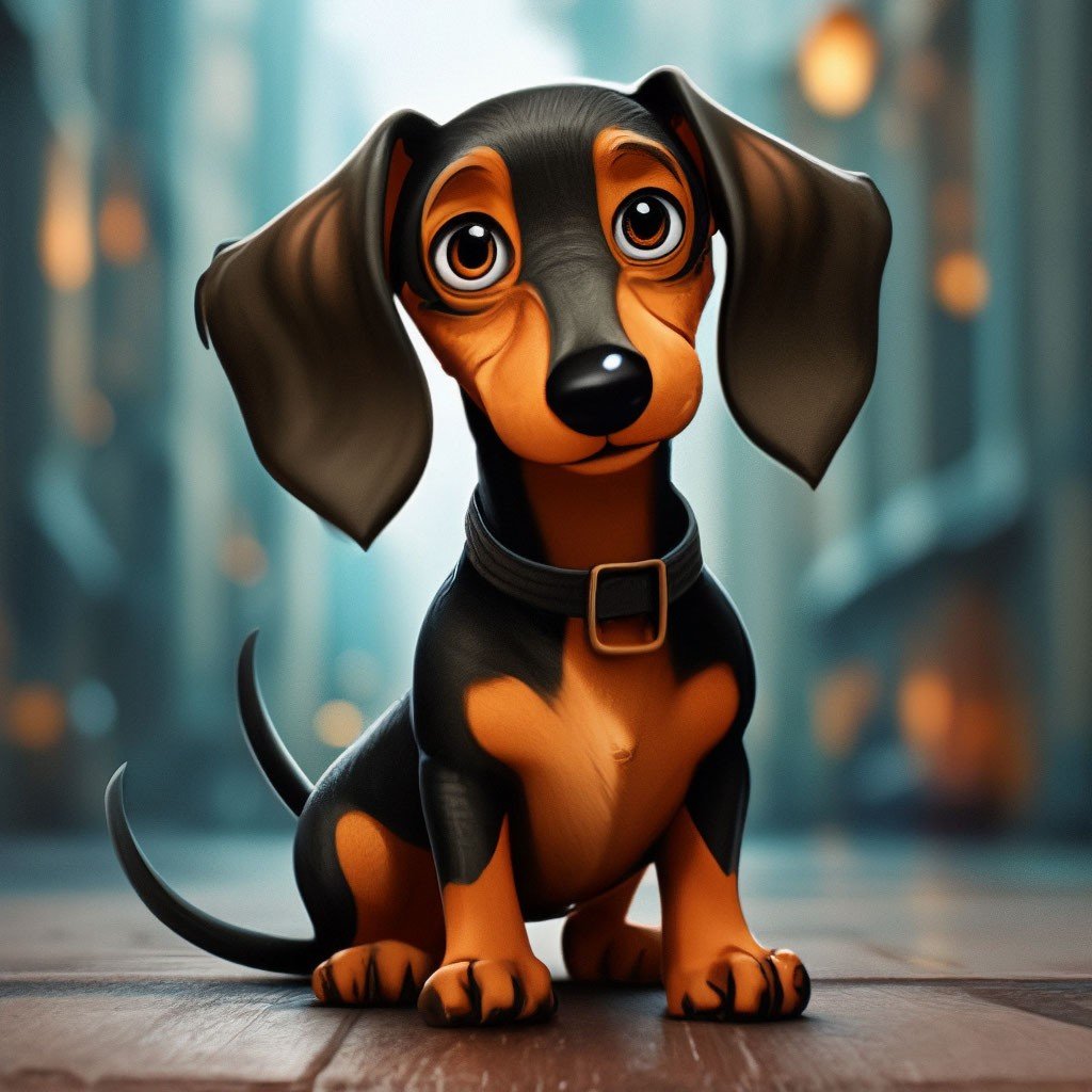 Мультяшный таксик - такса, собака, животные, собаки - оригинал