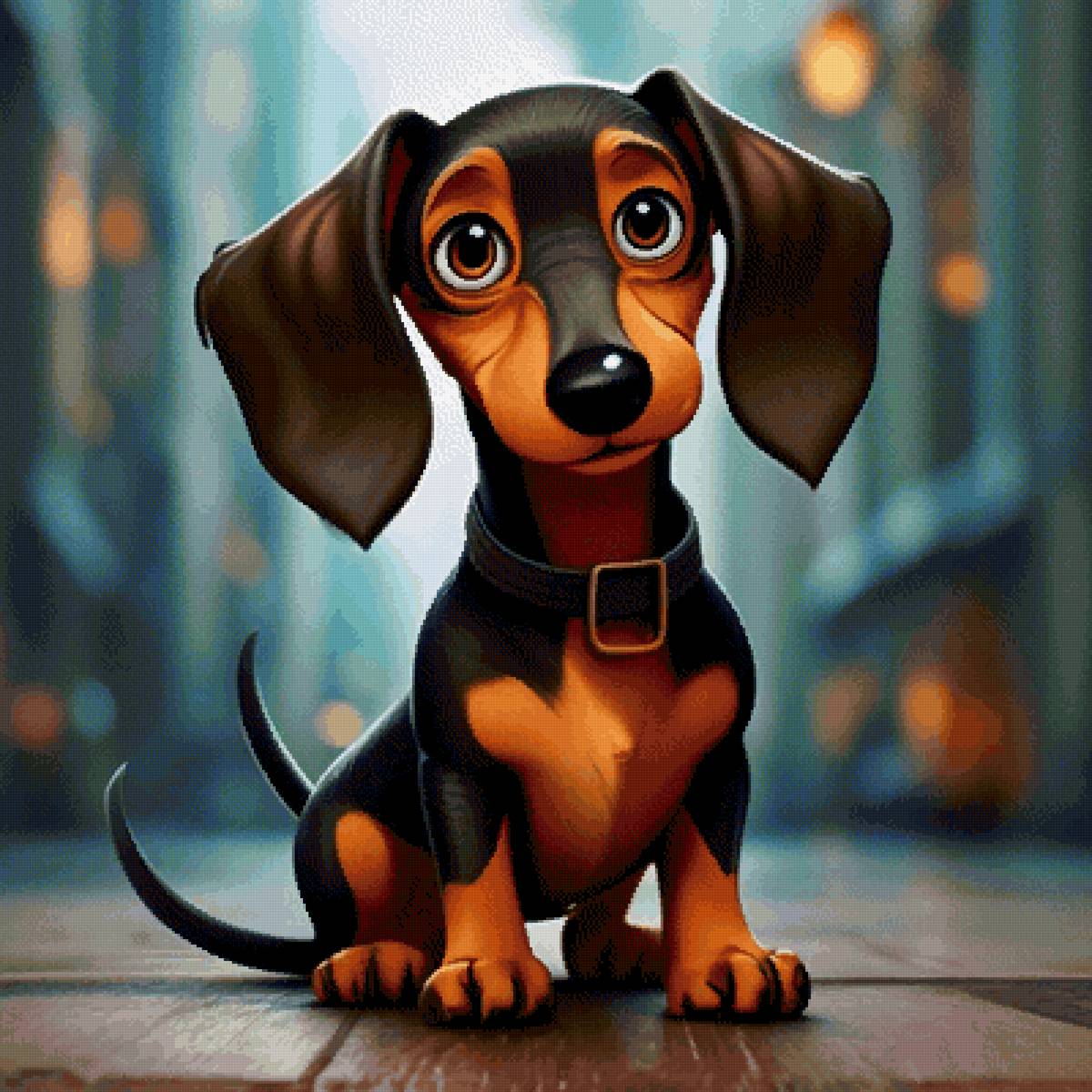 Мультяшный таксик - собаки, животные, такса, собака - предпросмотр