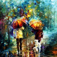 Схема вышивки «Двое под дождём»