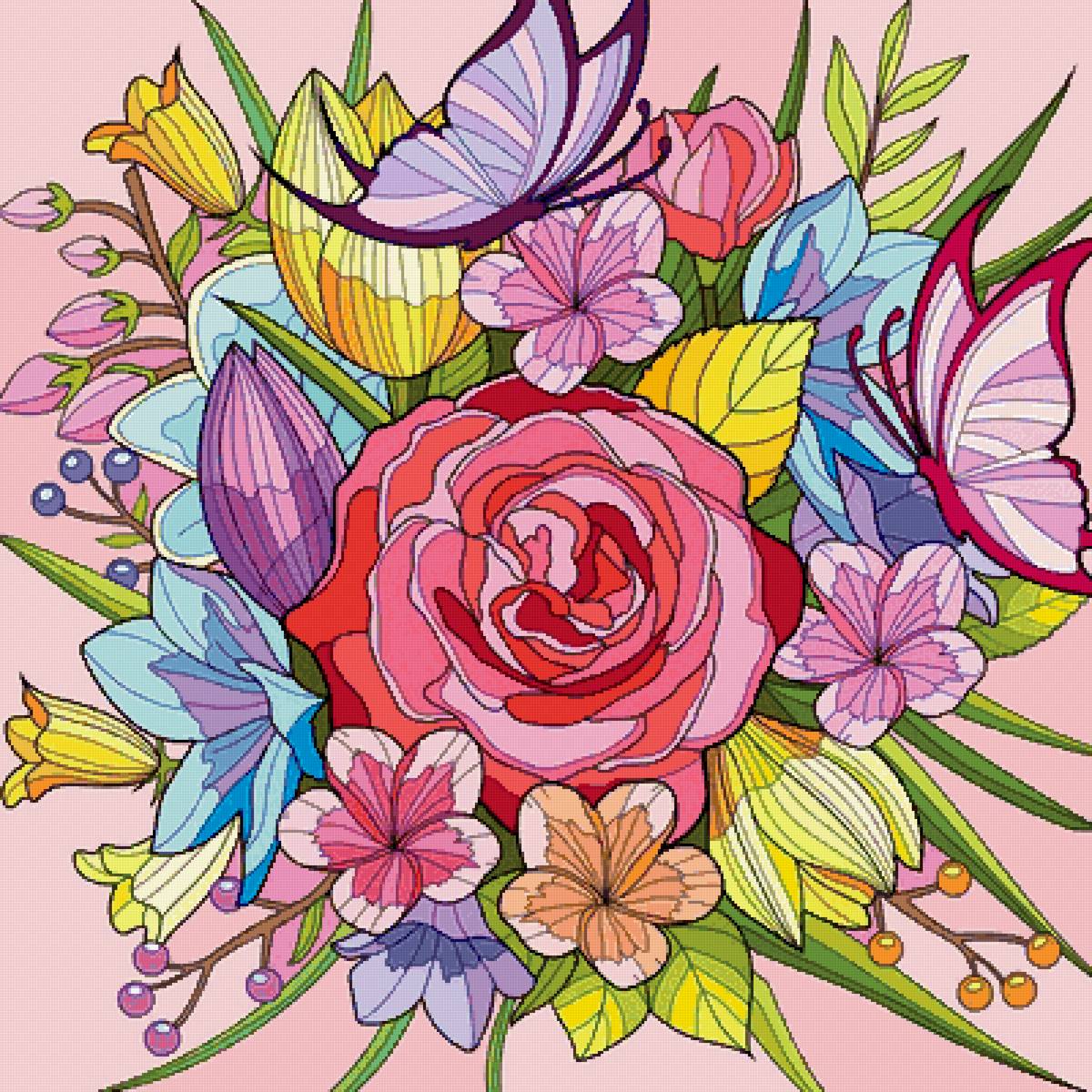 Цветочная композиция - цветы - предпросмотр