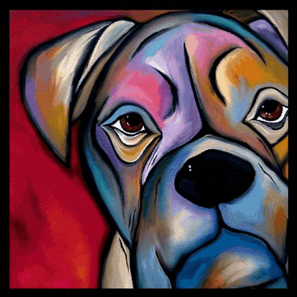 Портрет знакомого боксера. Художник Steven Schuman - собака, собаки, картина, животные, живопись - предпросмотр