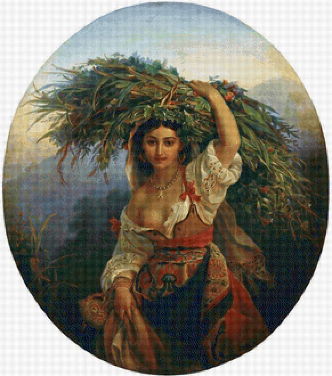 итальянка с цветами - предпросмотр