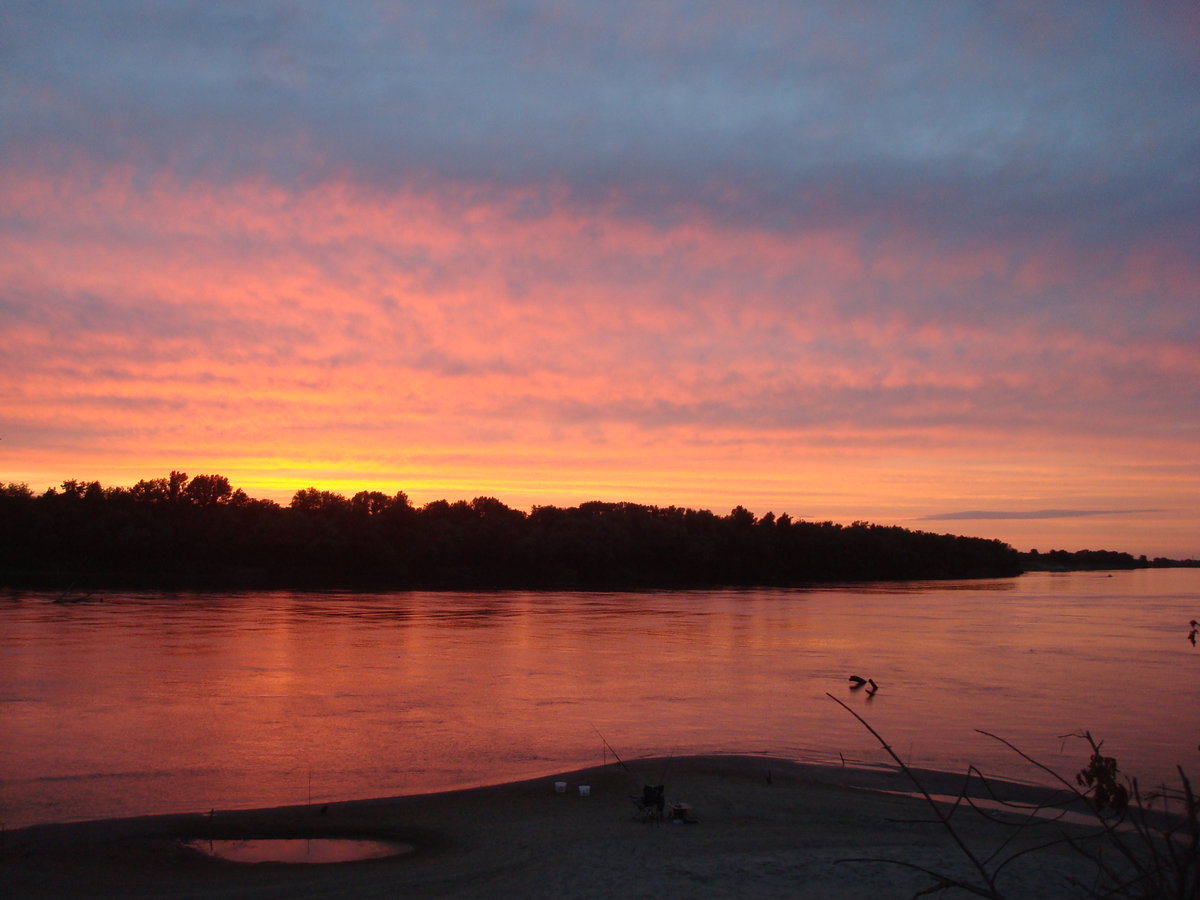Закат на Ахтубе - закат, река - оригинал