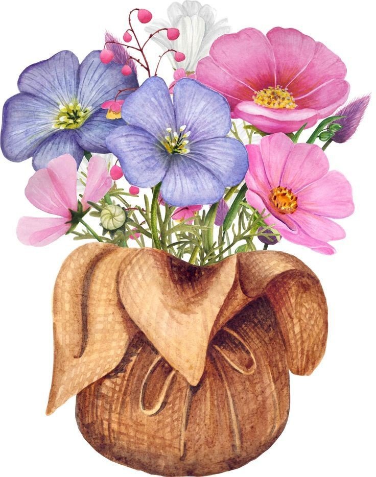 Мешочек с цветами - сиреневое, цветы, букет, розовое - оригинал