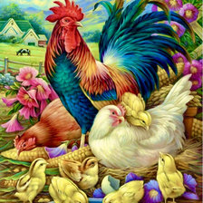 Схема вышивки «pollitos»