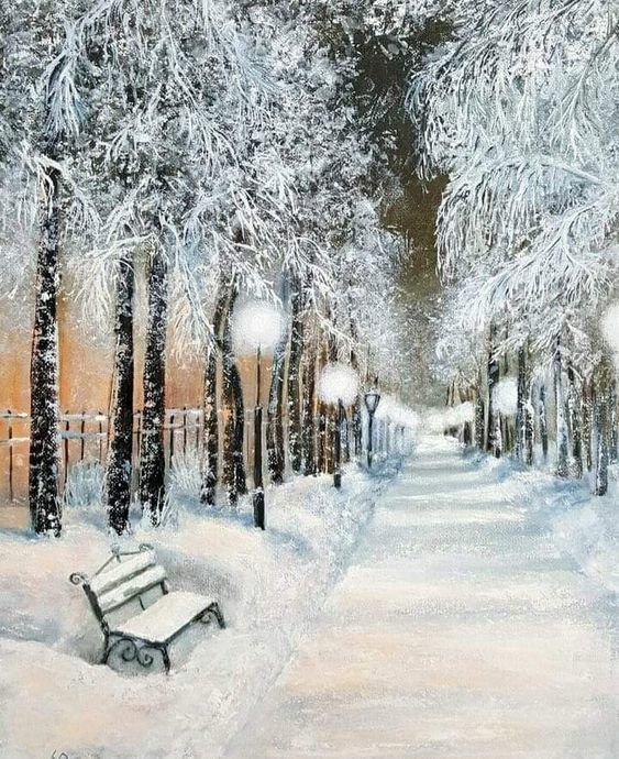 Зимняя аллея - аллея, зима, пейзаж, деревья - оригинал
