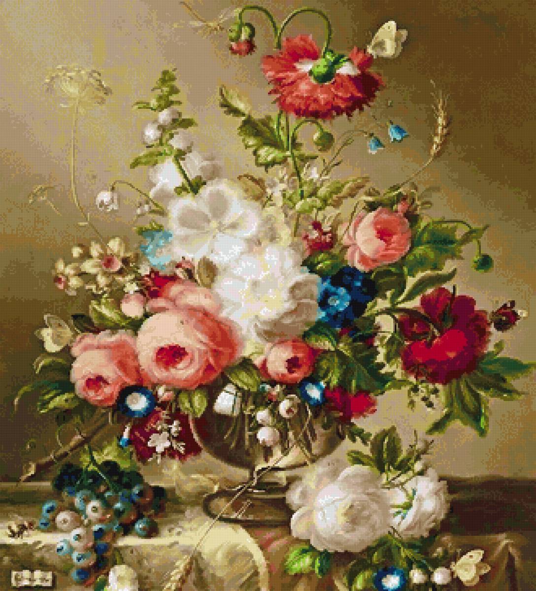 Букет 742 - цветы, букет, картина, живопись - предпросмотр