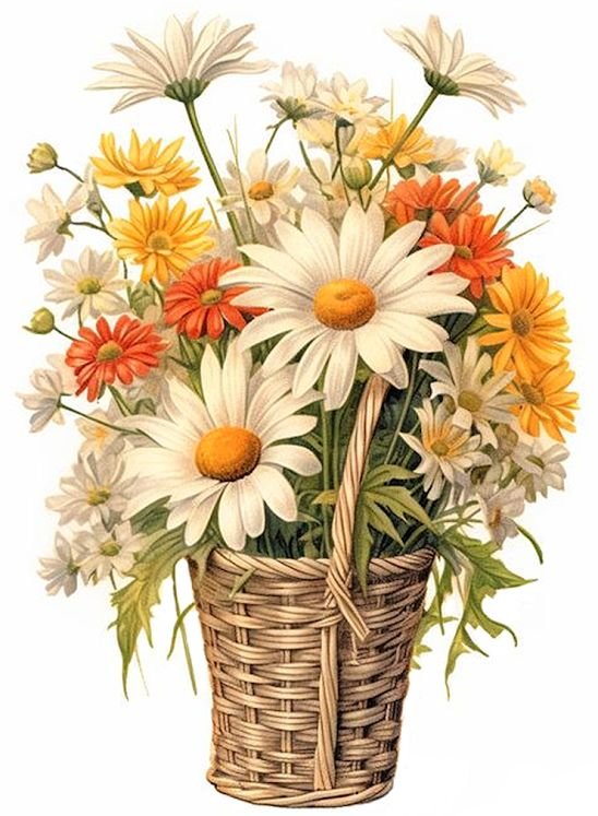 Цветы в корзине - цветы, букет, корзина - оригинал