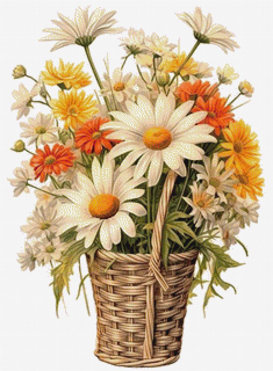 Цветы в корзине - цветы, букет, корзина - предпросмотр
