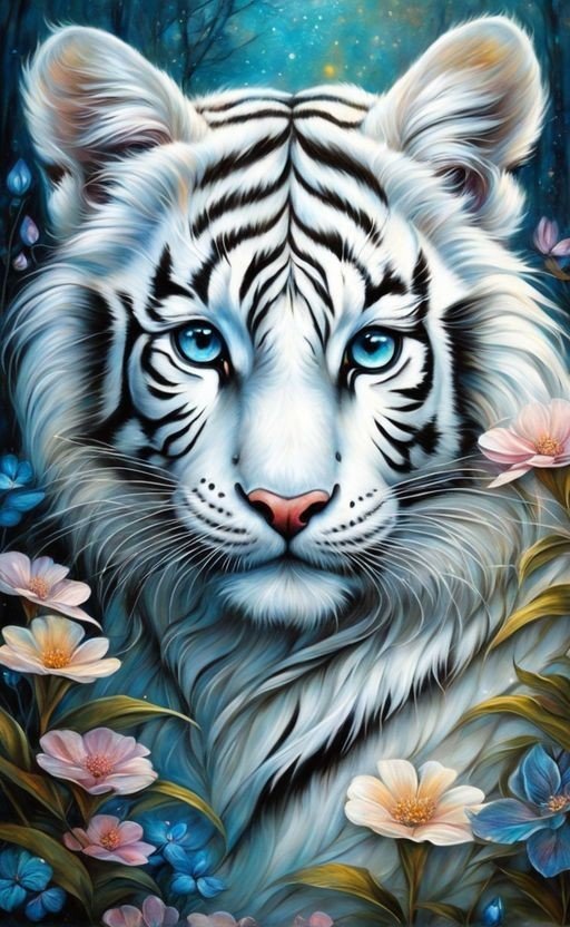 Белый тигренок - дикие кошки, тигр, животные - оригинал