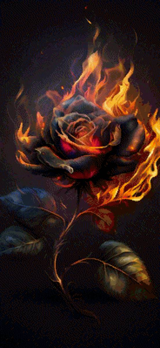 Горящая роза - роза, огонь - предпросмотр