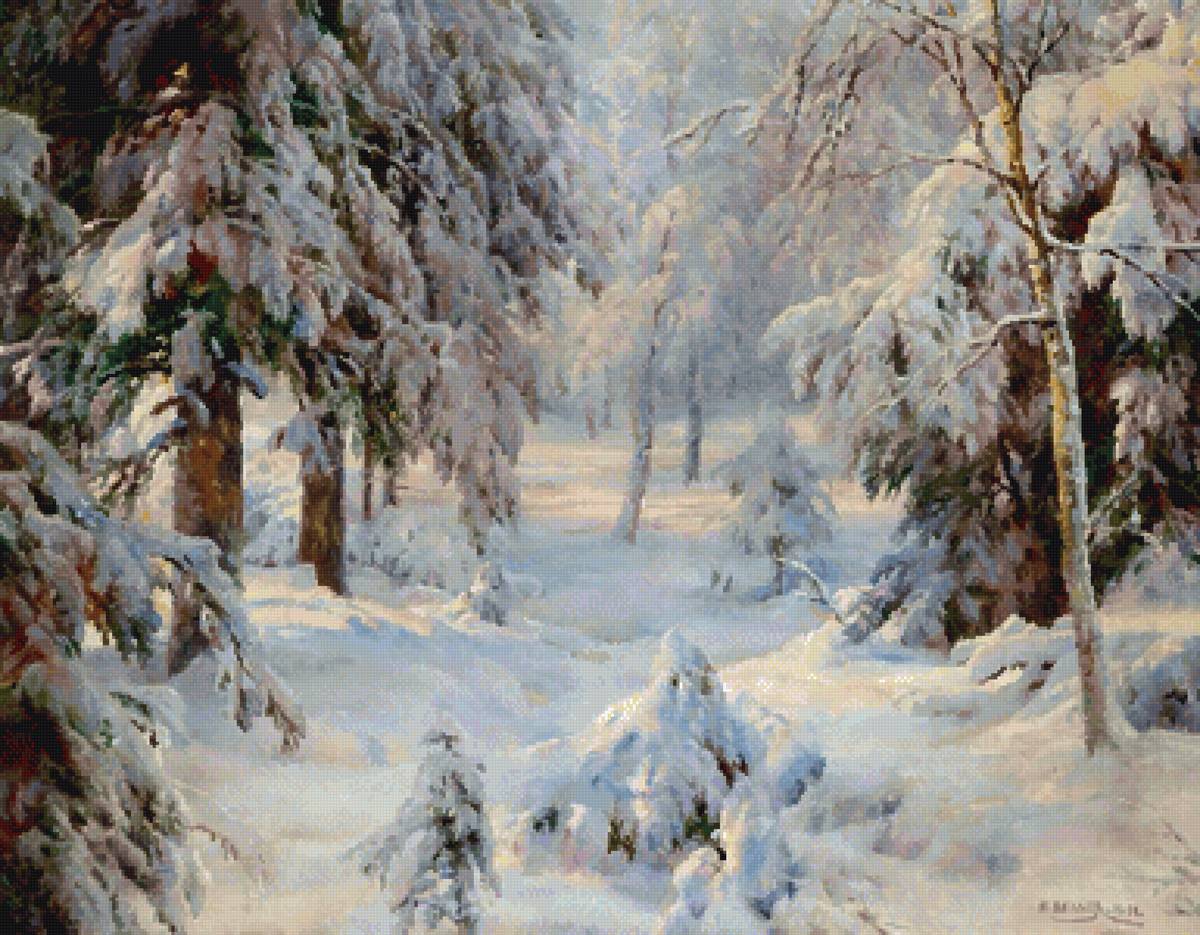 Зимний лес - снег, вельц, зима, ели, лес - предпросмотр