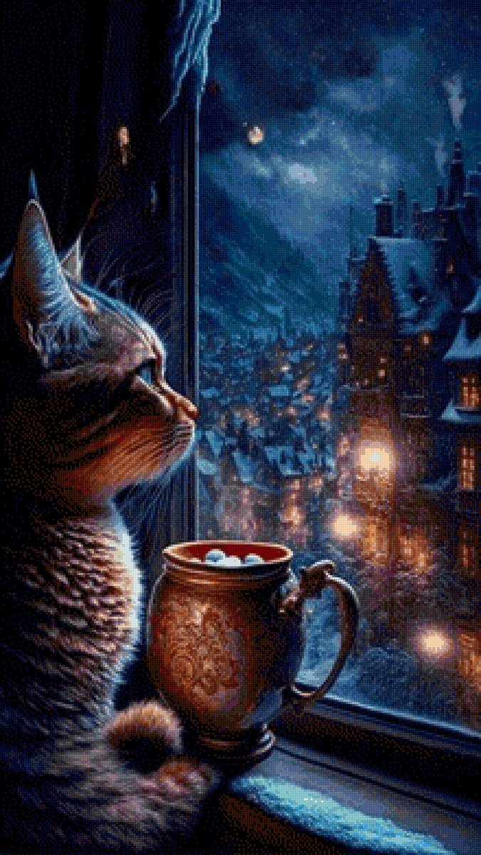 Ночь - ночь, кофе, чай, кот - предпросмотр