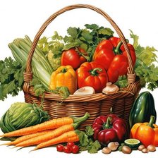 Схема вышивки «Карзина с овощами»
