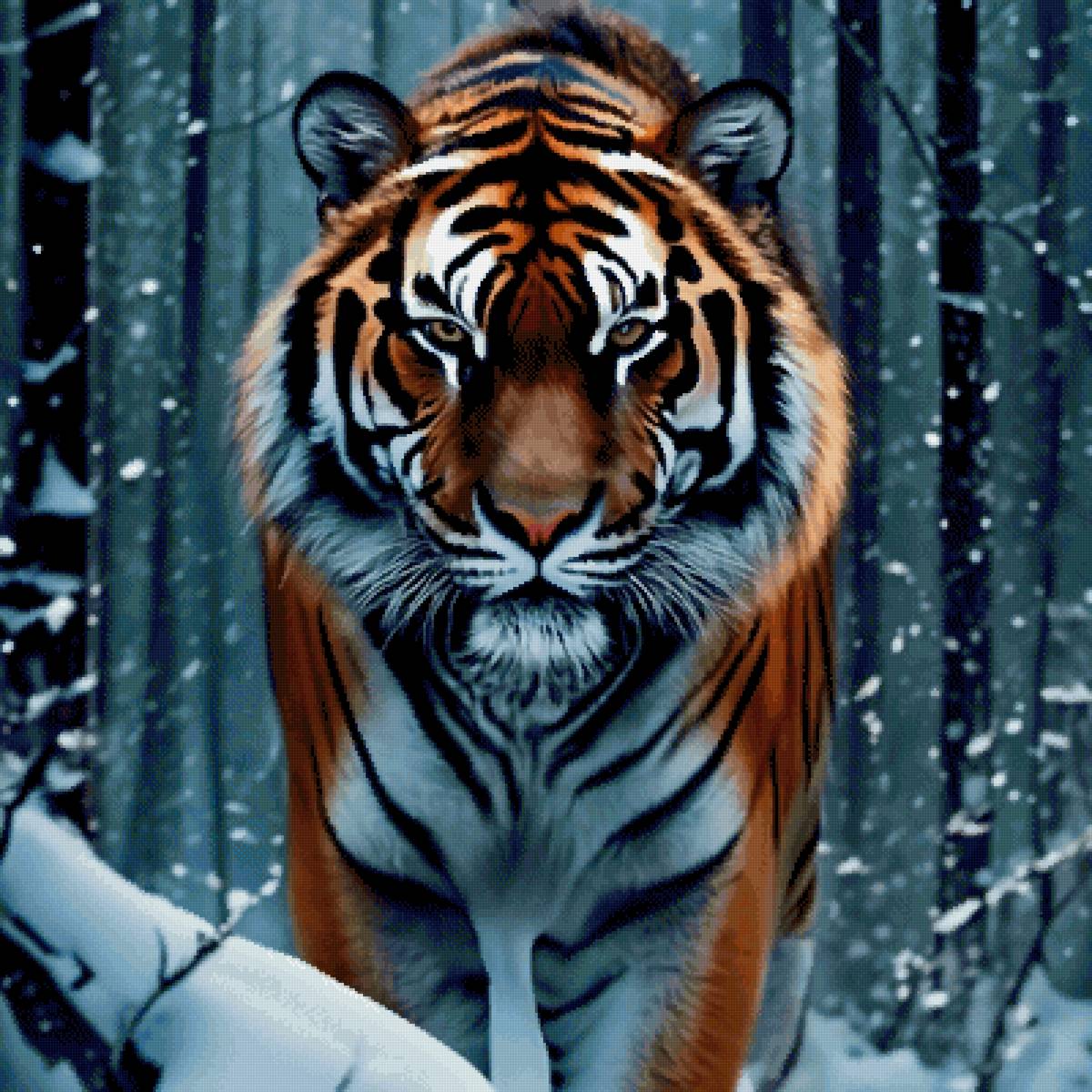 Хозяин тайги - животные, зима, тигр, кошки, дикие, лес - предпросмотр
