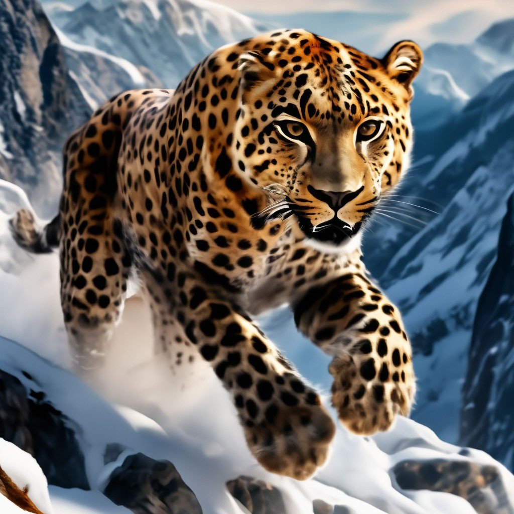 Барс - зима, животные, барс, горы, дикие кошки - оригинал