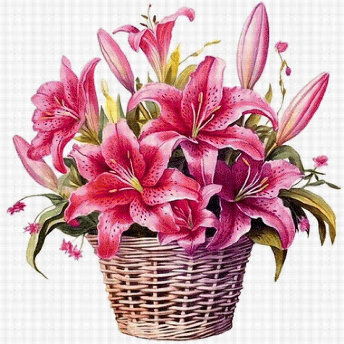 Карзина с лилиями - карзина с лилиями - предпросмотр