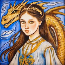 Оригинал схемы вышивки «Девушка и дракон» (№2735879)