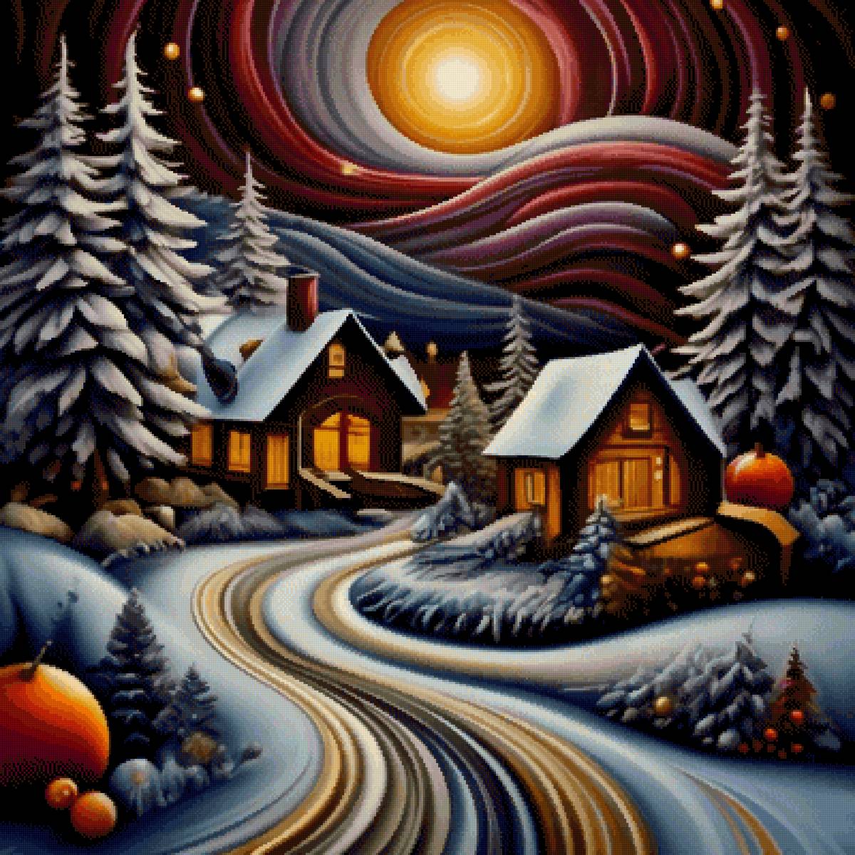 Поп-арт пейзаж - опо-арт, пейзаж - предпросмотр