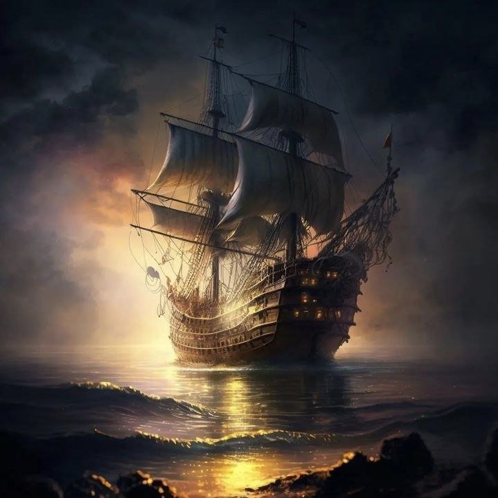 Корабль - ночь, море, корабль - оригинал