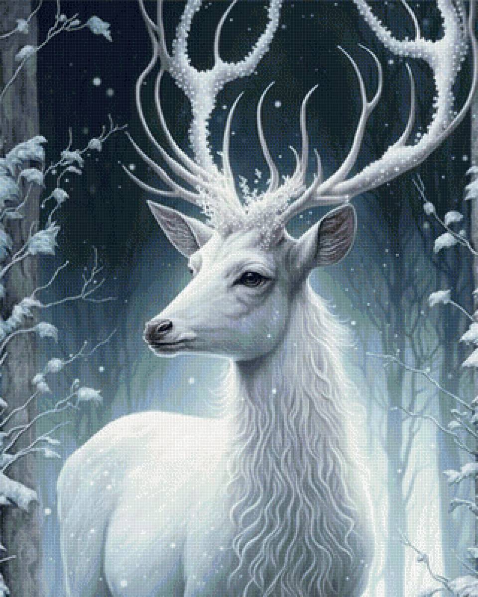 Лесной олень - лес, животные, зима - предпросмотр