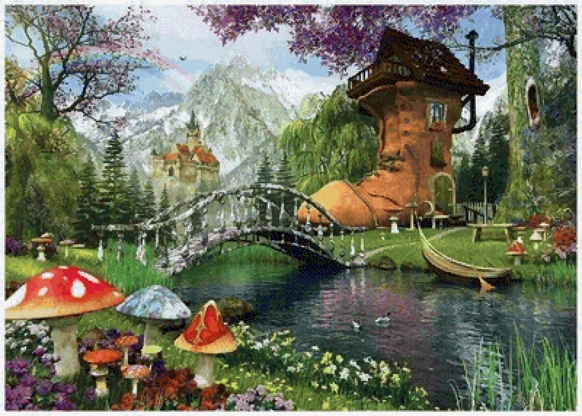 сказочный домик - дом, д.дэвидсон, пейзаж, сказка - предпросмотр