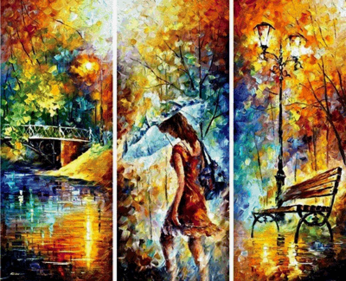Афремов, триптих - осень, девушка, афремов - предпросмотр