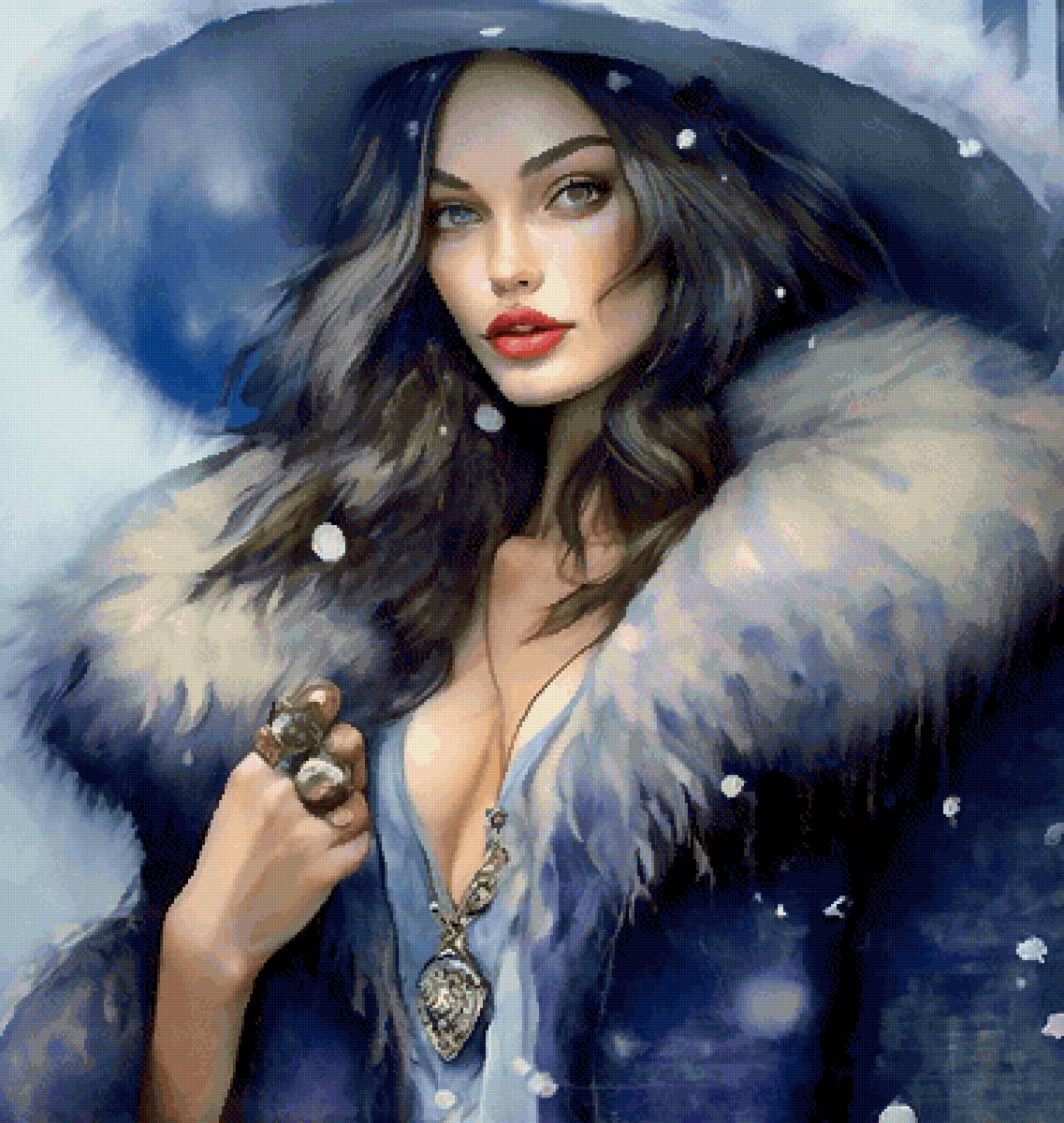 Портрет в голубых тонах - девушка, женщина - предпросмотр