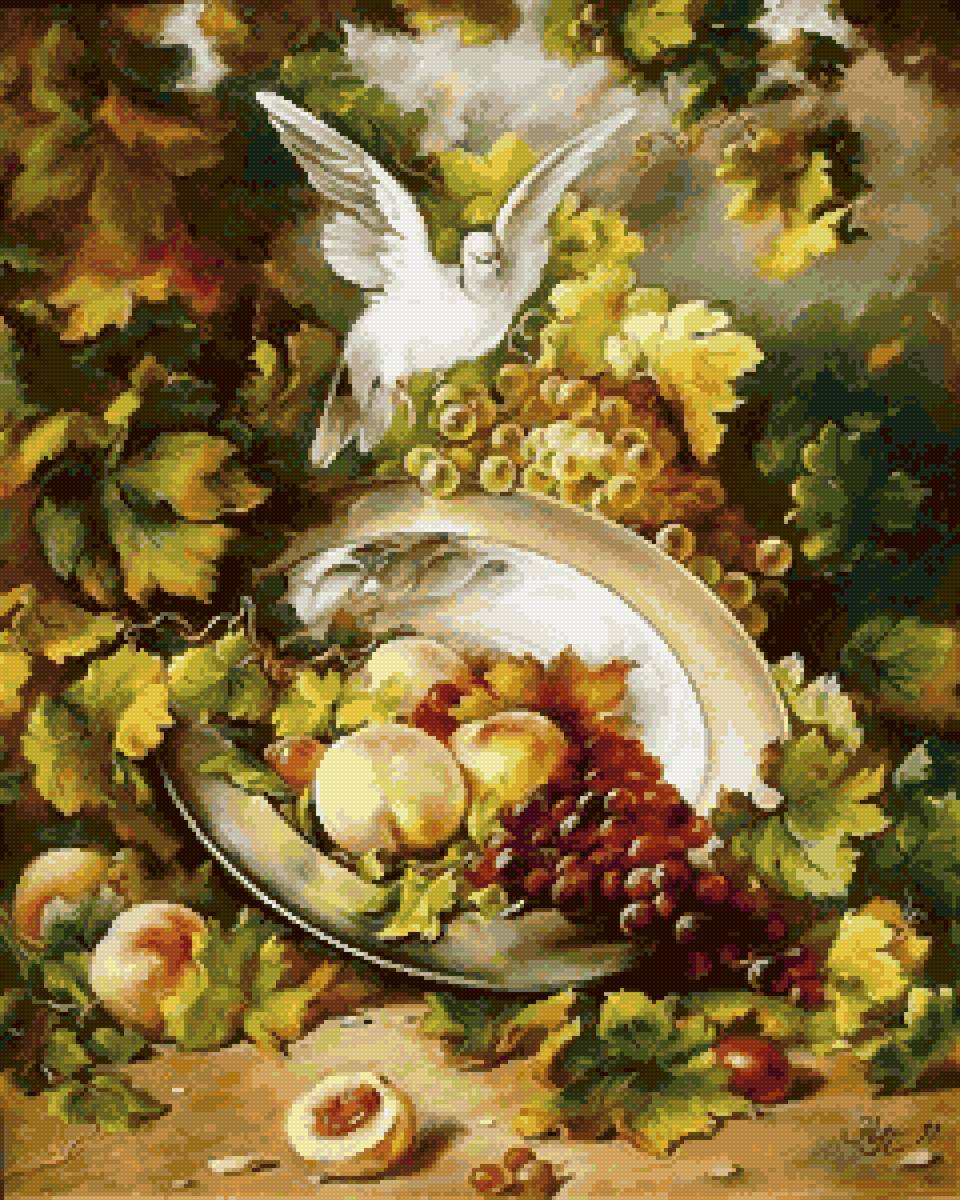 №2739631 - натюрморт, голубь и виноград - предпросмотр