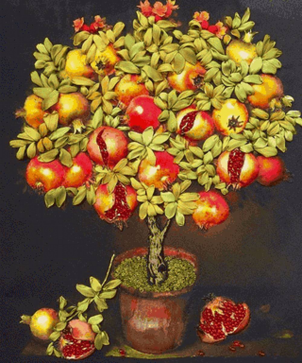 Гранатовое дерево - дерево, гранат, букет - предпросмотр