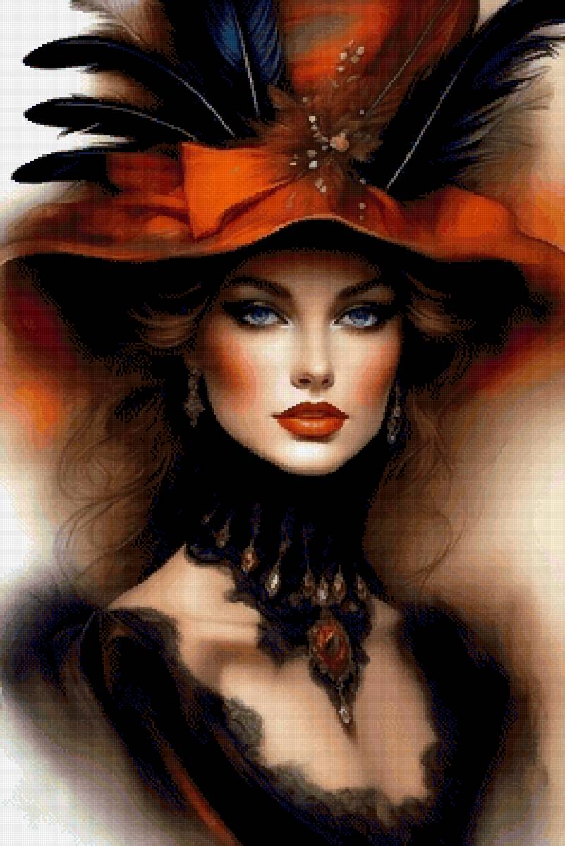 Дама в красной шляпке - девушка, женщина - предпросмотр