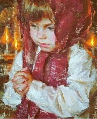 Девочка в церкви - девочка, дети, молитва, церковь - оригинал