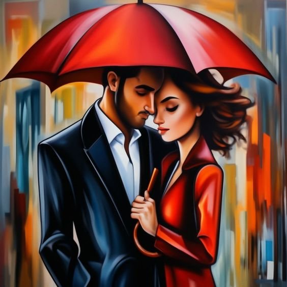 Влюбленные под зонтиком - романтика - оригинал